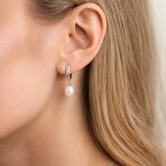 Stříbrné náušnice s bílou perlou Alieta – stříbro 925/1000, Stříbrná Bílá