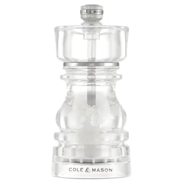 ColeMason London Mlýnek na sůl 13 cm / Transparentní akryl / Keramický mlecí mechanismus / Odpružené plnění (H233102)