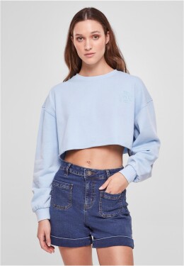 Dámská výšivka oříznutých květin Terry Crewneck balticblue