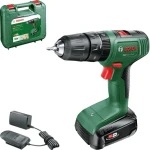 Bosch EasyImpact 18V-40 zelená/černá / Aku příklepová vrtačka / 18V / 1630 ot/min / 40 Nm / 2,0 Ah / kufr (06039D8107)