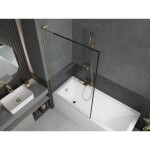 MEXEN/S - Next L vanová zástěna FIX 100 x 150, černá vzor, zlatá kartáčovaná 895-100-000-03-70-55