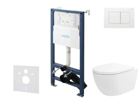 Kielle - Genesis New Set předstěnové instalace, klozetu Oudee, Vortex Rimless+, sedátka softclose a tlačítka Gemini New III, lesklá bílá 30528SS25