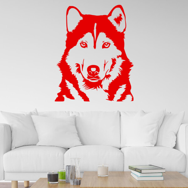 Samolepka Husky Barva: červená, Velikost: 80 x 65 cm