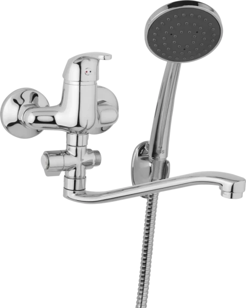 JB Sanitary Nástěnná umyvadlová a sprchová baterie SLIM, rozteč 100 mm, otočný přepínač, s příslušenstvím, S ramínko 300 mm A10 32 41