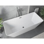 MEXEN/S - Velo Slim volně stojící vana 170 x 75, bílá, sifon a přepad grafit metal 52811707500-95