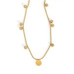 Náhrdelník se zirkony Madeleine - chirurgická ocel, Zlatá 40 cm + 5 cm (prodloužení)