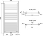 MEXEN - Mars otopný žebřík/radiátor 1200 x 600 mm, 617 W, černá W110-1200-600-00-70