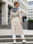 Dámský dvouřadý trenčkot s kapucí světle béžový FashionStreet TY5655 S