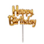 Dortisimo Zápich do dortu Happy Birthday zlatý (1 ks)