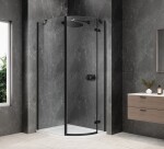 POLYSAN - GLOBE BLACK čtvrtkruhový sprchový kout 800x1000, čiré sklo, pravé GB2810RB