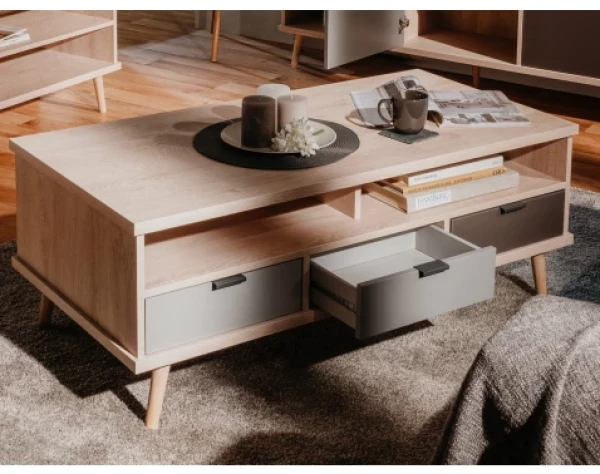 Konferenční stolek se šuplíky Epik, dub/šedý