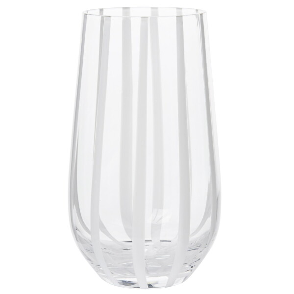 Broste Sklenice White Stripe 550 ml, bílá barva, sklo