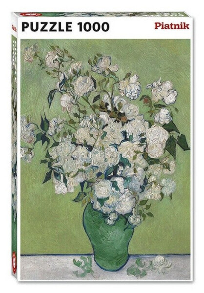 Puzzle Van Gogh: Váza s bílými růžemi 1000 dílků