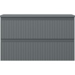 MEXEN/S - Rivel koupelnová skříňka pod umyvadlo 80 cm s deskou, 2 zásuvky, reliéf , grafit mat 91A20-08047-2-BFFC66