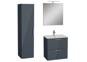 Koupelnová sestava s umyvadlem 60 cm včetně umyvadlové baterie, vtoku a sifonu VitrA Mia antracit KSETMIA60A KSETMIA60A