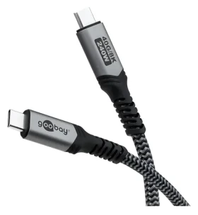 Goobay černo-šedá / USB kabel / USB-C (M) - USB-C (M) / USB4 Gen 3x2 / 40 Gbps / PD 240W / 1,5 m (74212)