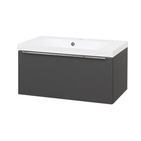 MEREO - Mailo, koupelnová skříňka s umyvadlem z litého mramoru 81 cm, antracit, chrom madlo CN536M