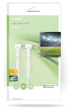 Nedis Koaxiální anténní kabel bílá 10 m / Koaxiální kabel / IEC / 120 dB / 4x stínění (CSGB40120WT100)