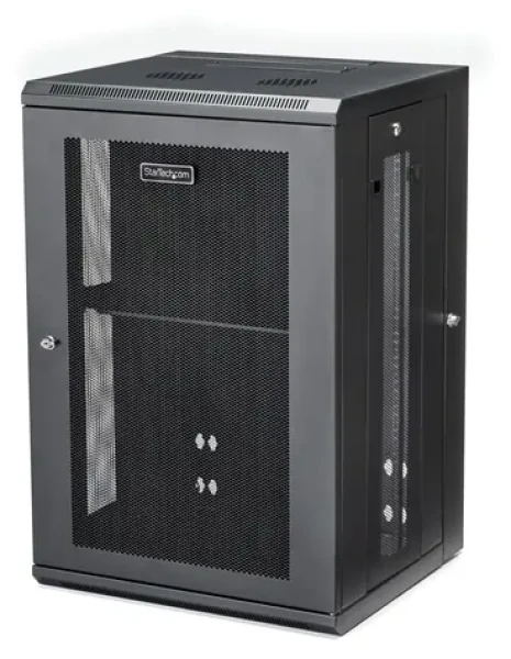 StarTech Nástěnný rozvaděč 18U černá / Nástěnný rozvaděč / 19" / Šířka 610 mm / Hloubka 551 mm / nosnost 90 kg (RK1820WALHM)