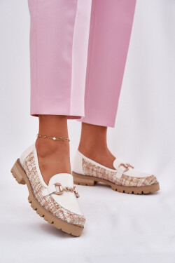 Dámské Kožené Mokasíny Se Zlatým Detailem Světle Béžové Laura Messi 2938 40