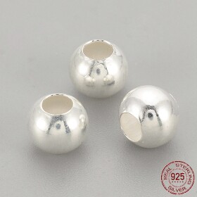 Korálek ze stříbra - 4 x 3,5 mm - 1 ks