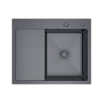 Erga HD, 1-komorový ocelový dřez 580x480x210 mm, pravý, grafitová, ERG-MLS-HD5848RB