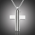 Pánský náhrdelník Michel chirurgická ocel - kříž, Stříbrná