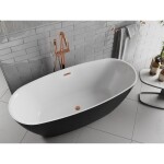 MEXEN/S - Luvo Slim volně stojící vana 170 x 75, bílá/černá, sifon a přepad růžové zlato 52801707575-60