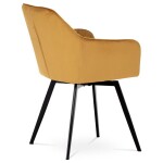 Jídelní židle, potah žlutá sametová látka, kovové nohy, černý matný lak