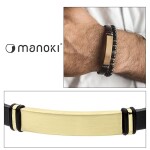 Pánský náramek Lucasito z pravé kůže a chirurgické oceli, Černá 21 cm (možnost zkrácení)