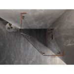 MEXEN/S - Lunar L sprchový kout pětiboký křídlový pravá 100x100 cm, transparent, měď kartáčovaná 831L-100P-100L-65-00-P
