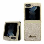 Pouzdro Guess PC/TPU Glitter Flakes Metal Logo Samsung Galaxy Z Flip 5 Gold