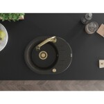 MEXEN/S - Kevin granitový dřez 1 s odkapávačem včetně baterie Elia, černá/zlatá metalik 6517-75-670101-50