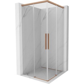 MEXEN/S - Rox Duo sprchový kout posuvný 85 x 85, transparent, měď kartáčovaná 8C2D-085-085-65-00