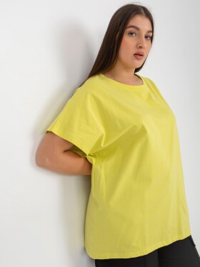Lehké limetkové dámské tričko plus size volného střihu