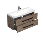Koupelnová skříňka s černou úchytkou a umyvadlem SAT Cube Way 100x53x40 cm dub Wellington mat CUBE2C100ZDW CUBE2C100ZDW