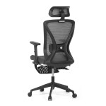 Kancelářská židle, šedá MESH, plastový kříž, opěrka nohou, posuvný sedák, 2D područky