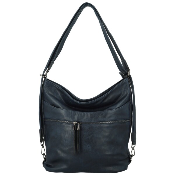 Trendy dámský koženkový kabelko-batoh Kavya, tmavě modrý