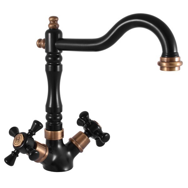 RAV Slezák - MORAVA RETRO - Dřezová baterie, Černá matná/Stará mosaz (Bronz), 1/2" MK320.5/8CMATSM