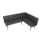 Lavice rohová, šedá látka v dekoru broušené kůže, černý kov