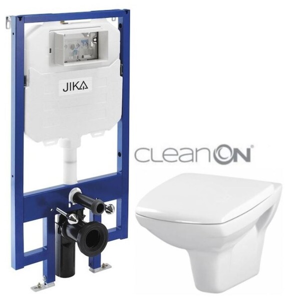 JIKA předstěnový instalační 8 cm systém bez tlačítka + WC CERSANIT CLEANON CARINA + SEDÁTKO H894652 X CA1