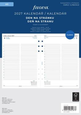 Kalendářní náplň do diáře FILOFAX 2027, A5, denní, linky, CZ/SK