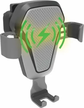 Compass LUKE-V stříbrná / Držák telefonu do auta / bezdrátové nabíjení 10W / do mřížky ventilace (06295)