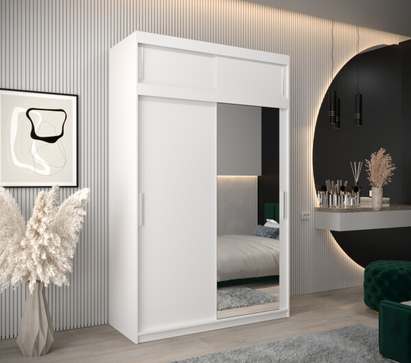 Šatní skříň Abi T2 s nástavcem Barva korpusu: Bílá, Rozměry: 150 cm, Dveře: Bílá