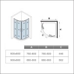 H K - Čtvrtkruhový sprchový kout SYMPHONY S4 90x90 s dvoudílnými posuvnými dveřmi SE-SYMPHONYS490