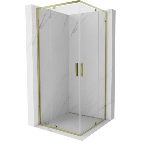 MEXEN - Exo čtvercový křídlový sprchový kout 70 x 70, transparent, zlato 8110-070-070-50-00