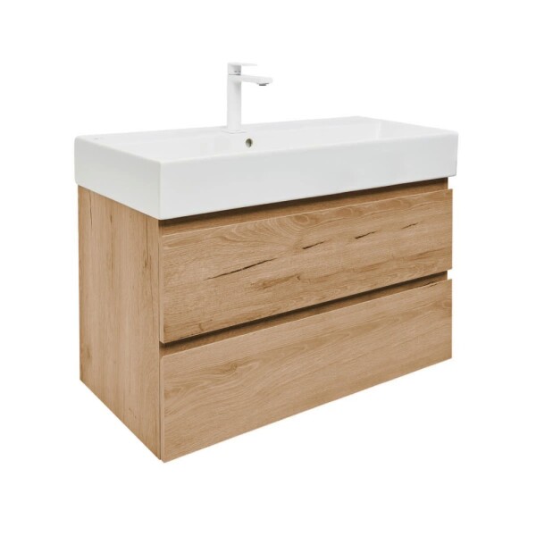 Koupelnová skříňka 2 zásuvková s umyvadlem SAT B-Way 99x50x45 cm dub mat BWAY2100OAKU2BBI BWAY2100OAKU2BBI