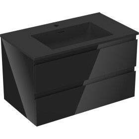 MEXEN/S - Orio koupelnová skříňka 80 cm s umyvadlem Otis, 2 zásuvky, černá lesk/černá mat 91A10-08047-2-BFF70-W18M71