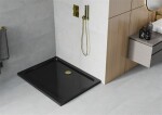 MEXEN/S - Flat sprchová vanička obdélníková slim 130 x 80, černá + zlatý sifon 40708013G