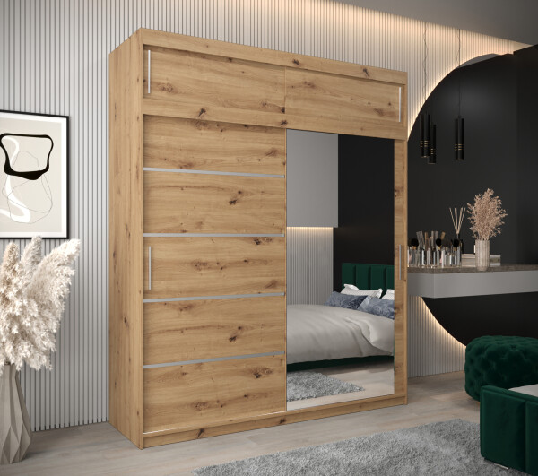 Šatní skříň Abi V2 s nástavcem Barva korpusu: Dub artisan, Rozměry: 200 cm, Dveře: Dub artisan